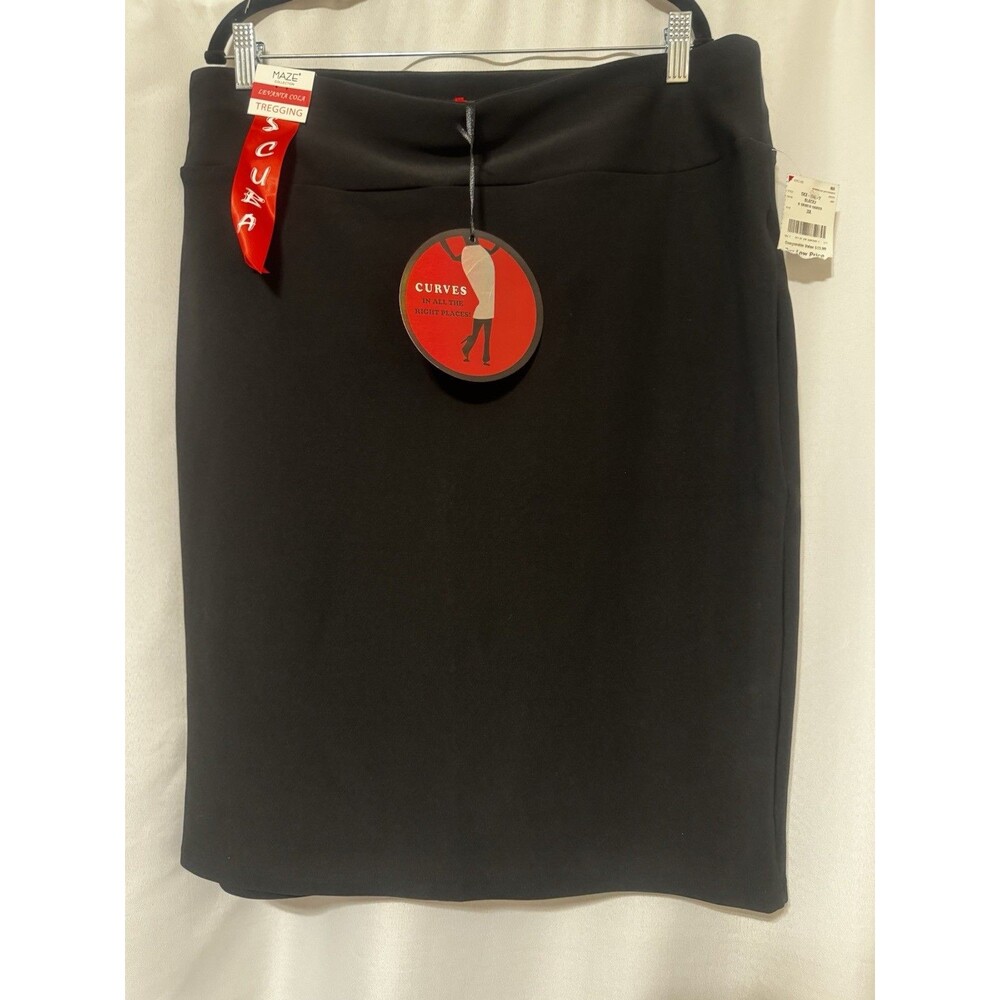 Maze Collection Women's Solid Knit Pencil Skirt Black Stretch Slit Plus 3X - Picture 2 of 6